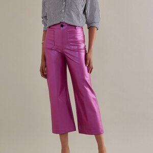 The Colette Cropped Wide-Leg Faux Leather Pants by  Anthropologie (S 24)